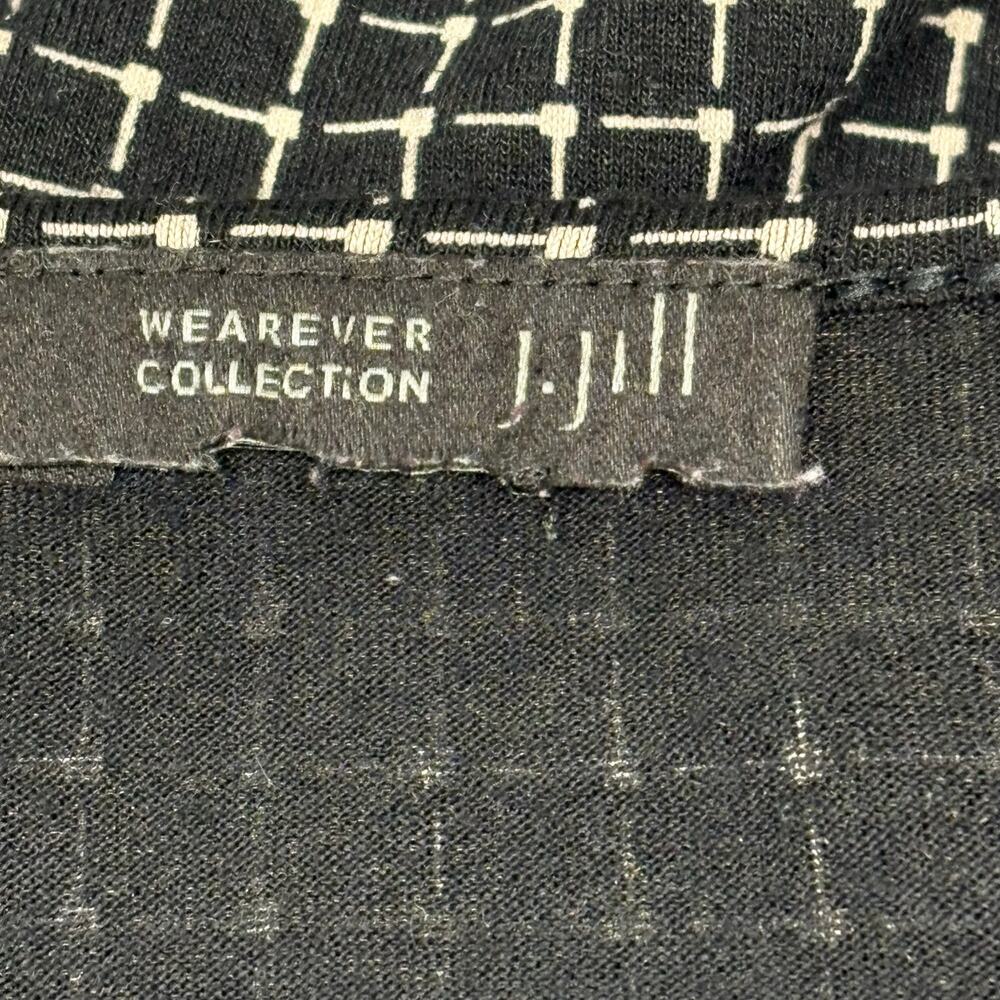 J Jill Wearever Black Grid Print Top Tunic Blouse Shirt Size L - Picture 6 of 10